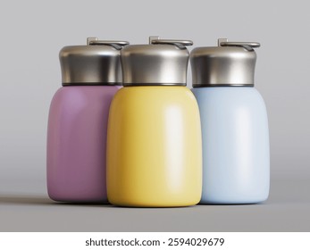 Realistic 3D Render with 3D software Small Mini Vacuum Insulated Water Bottle Portable Leakproof Travel Mug Stainless Steel Cold and Hot Thermal Flask for Kids Children Women School Office Lunch Coffe