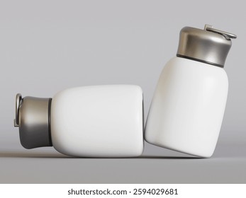 Realistic 3D Render with 3D software Small Mini Vacuum Insulated Water Bottle Portable Leakproof Travel Mug Stainless Steel Cold and Hot Thermal Flask for Kids Children Women School Office Lunch Coffe