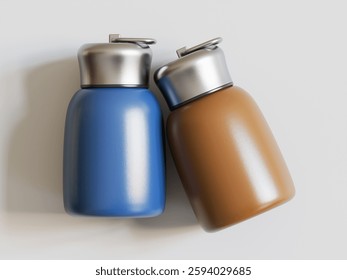 Realistic 3D Render with 3D software Small Mini Vacuum Insulated Water Bottle Portable Leakproof Travel Mug Stainless Steel Cold and Hot Thermal Flask for Kids Children Women School Office Lunch Coffe