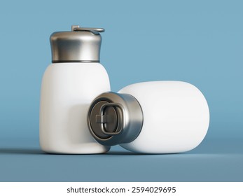 Realistic 3D Render with 3D software Small Mini Vacuum Insulated Water Bottle Portable Leakproof Travel Mug Stainless Steel Cold and Hot Thermal Flask for Kids Children Women School Office Lunch Coffe