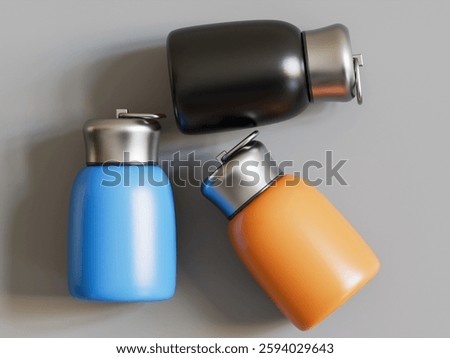 Realistic 3D Render with 3D software Small Mini Vacuum Insulated Water Bottle Portable Leakproof Travel Mug Stainless Steel Cold and Hot Thermal Flask for Kids Children Women School Office Lunch Coffe
