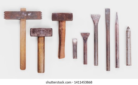 Realistic 3d Render Of Stonemasonry Tool Set