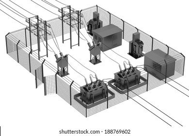 realistic 3d render of substation 