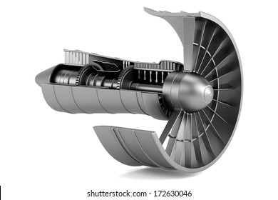 Realistic 3d Render Of Turbine - Airplane