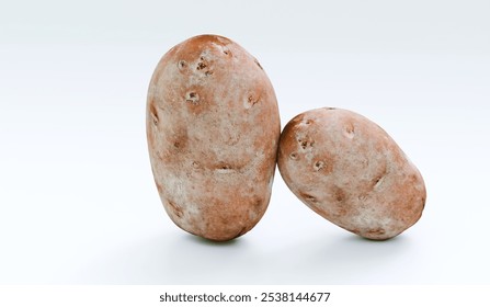 Realistic 3D rendering of a fresh potato with earthy texture and natural colour, perfect for food, agriculture, and vegetable-themed projects. Ideal for packaging, advertising, and culinary visuals. - Powered by Shutterstock