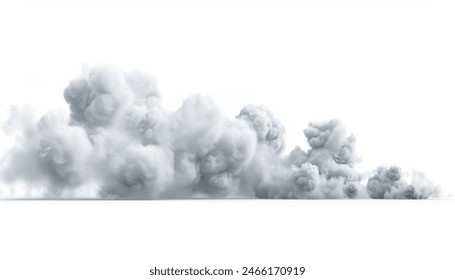 Realistic 3D rendering steam clouds tranquil clipart isolate backgrounds, high-quality digital steam illustrations, serene vapor graphics for design