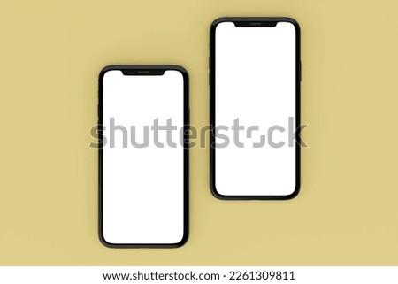 Realistic 3d rendering two mobile screen mockup