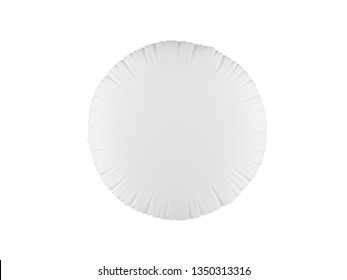 Realistic 3d Soft White Pillow In Shape Of Circle. White Pillow On White Background.