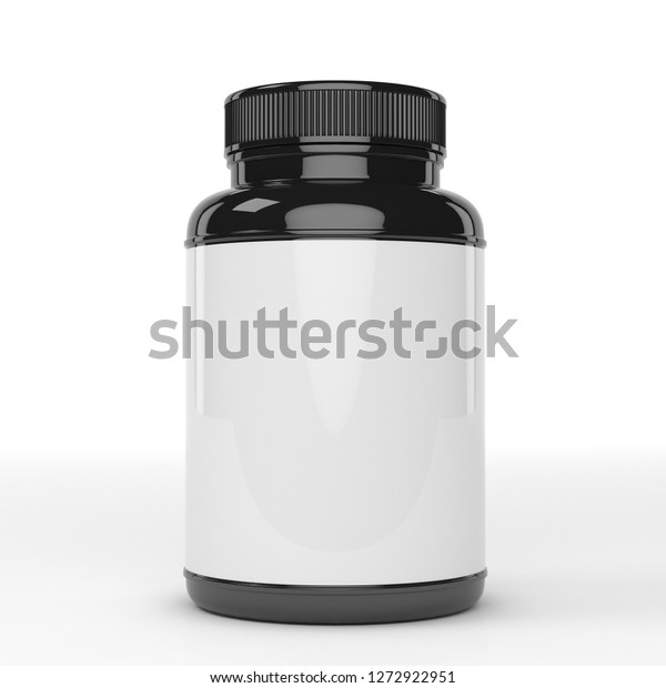 Download Realistic 3d Supplement Black Bottle Mockup Stock Illustration 1272922951