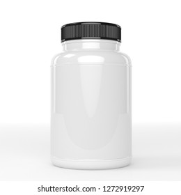 Realistic 3d Supplement White And Black Bottle Mockup 3d Rendering