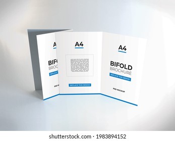 Realistic A4 Bifold Brochure 3D Illustration Mockup Scene on Isolated Background