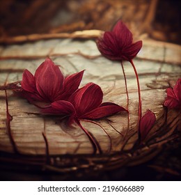 Realistic Beautiful Maroon Flowers 3d Rendering 