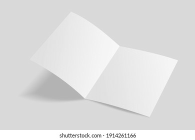 Realistic blank A4 bifold brochure for mockup. Paper illustration. 3D Render.