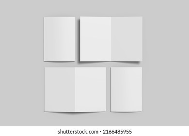 Realistic Blank Bifold Brochure Illustration For Mockup. 3D Render.