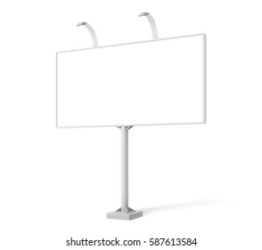 Realistic Blank Billboard Mock Up Isolated On White Background. Use This Photorealistic Day Mockup For Your Outdoor Design.