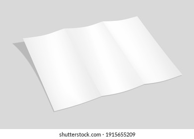 Realistic Blank DL Trifold Brochure For Mockup. Paper Illustration. 3D Render.