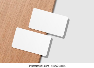 Realistic Blank Rounded Corner Business Card Illustration For Mockup