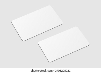 Realistic Blank Rounded Corner Business Card Illustration For Mockup. 3D Render.