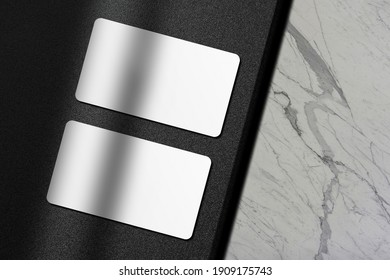 Realistic Blank Rounded Corner Business Card Illustration For Mockup. 3D Render.