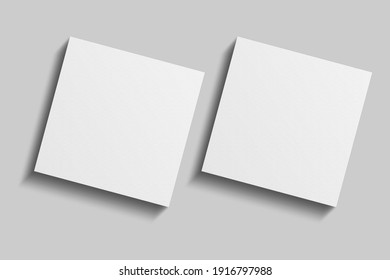 Realistic Blank Square Flyer Brochure For Mockup. Paper Or Poster Illustration. 3D Render.