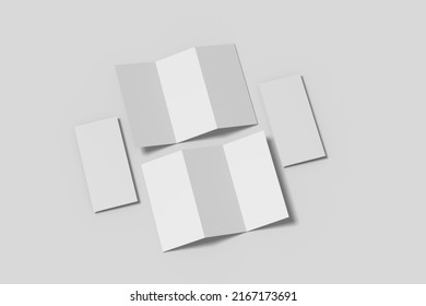 Realistic Blank Trifold Brochure Illustration For Mockup. 3D Render.