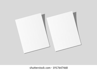 Realistic Blank US Letter Flyer Brochure For Mockup. Paper Or Poster Illustration. 3D Render.