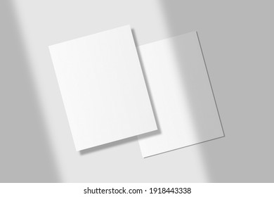 Realistic Blank US Letter Flyer Brochure For Mockup. Paper Or Poster Illustration With Shadow Overlay. 3D Render.