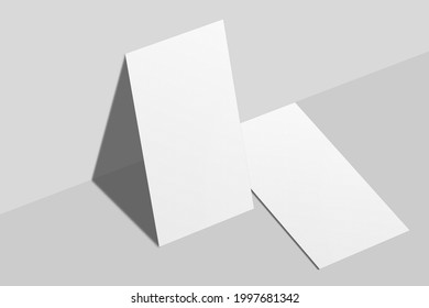 Realistic Blank Vertical Business Card Illustration For Mockup. 3D Rendering.