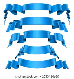 Realistic Blue Glossy Vector Ribbons Set Stock Vector (Royalty Free ...