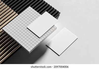 Realistic business card mock up on modern background. 3D illustration. - Powered by Shutterstock