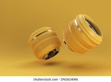 Realistic camera lens with reflections 3D Rendering.