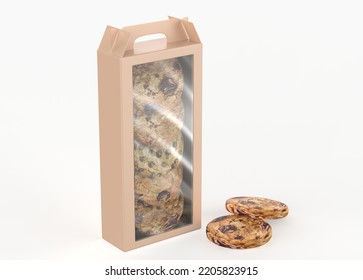 Realistic Cardboard Packaging Boxe For Cookie Box Mockup. Ready For Your Design. 3d Illustration