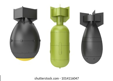 Realistic cartoon big atomic nuclear bomb isolated on white background. 3d illustration.