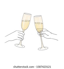 Realistic of champagne glass. Hands. Celebration.  - Powered by Shutterstock