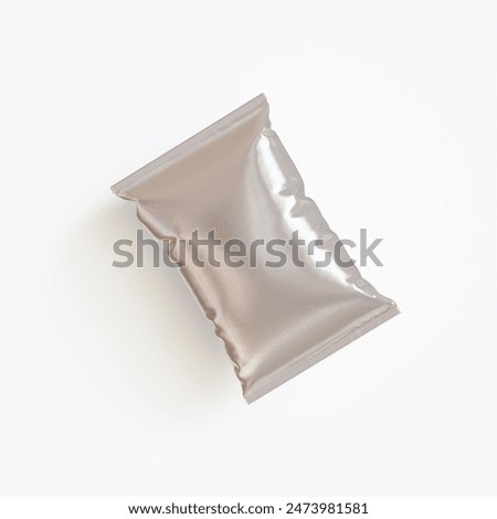 Realistic chips packaging with glossy texture, foil material on white background