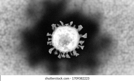 Realistic Computer-generated Micrograph Showing A Single Coronavirus Particle As Seen Under A Transmission Electron Microscope.