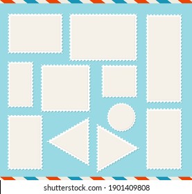 Realistic Detailed 3d Blank Empty Template White Post Mark Set For Postal Letter And Card. Illustration