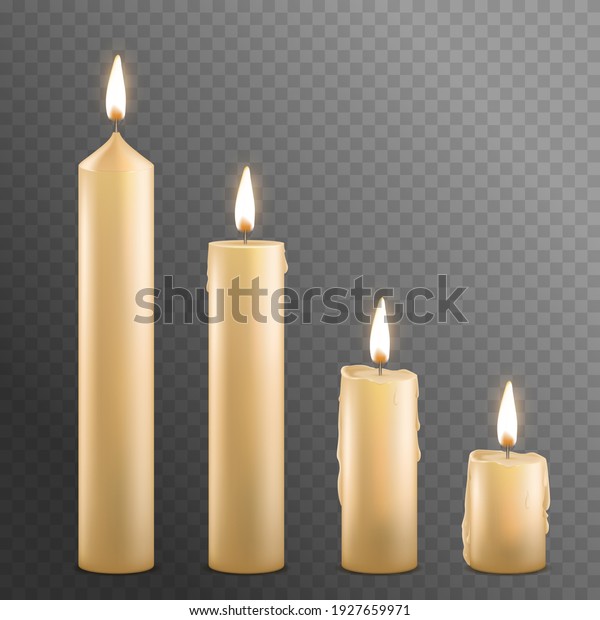 Realistic\
Detailed 3d Burning Wax Candles Set on a Background Candlelight\
Romantic Symbol. illustration of\
Candle