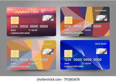 Realistic Detailed Credit Cards Set Colorful Stock Illustration 791863678