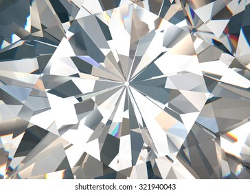 Realistic Diamond With Caustic Close Up Texture, 3D Illustration. 