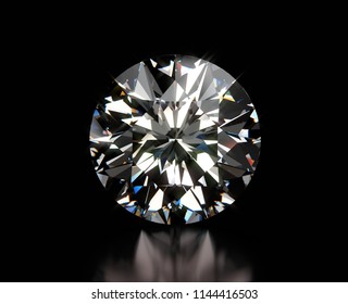 Realistic Diamond In Top View , 3d Illustration.