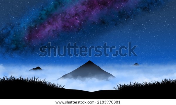 Realistic Digital Painting Landscape. You can use\
this asset for background your content like as fantasy, adventure,\
astrophotography, nature, video, advertisement, education, banner,\
backdrop ads\
etc