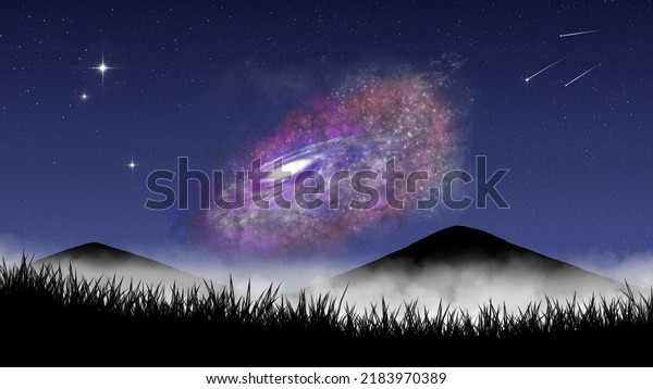 Realistic Digital Painting Landscape. You can use\
this asset for background your content like as fantasy, adventure,\
astrophotography, nature, video, advertisement, education, banner,\
backdrop ads\
etc