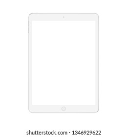 Realistic  Digital Soft White Tablet Mock Up With White Blank Screen.