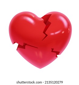 Realistic Drawing Of A Broken Heart - An Icon For The Game. Clipart.