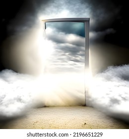 Realistic Fantasy Doorway Heaven Another World Stock Illustration ...