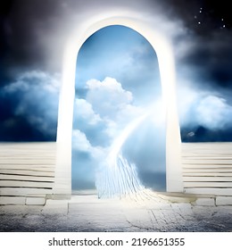 Realistic Fantasy Doorway Heaven Another World Stock Illustration ...