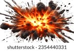 Realistic fiery explosion busting over a white background. explosion. Explosion of cloudy dust. 3d illustration