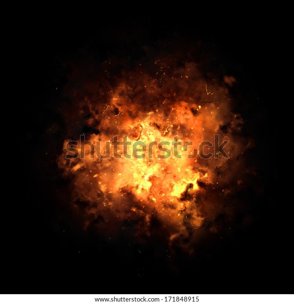 黒い背景にリアルな炎の爆発 のイラスト素材