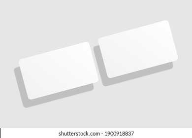 Realistic Floating Blank Rounded Corner Business Card Illustration For Mockup